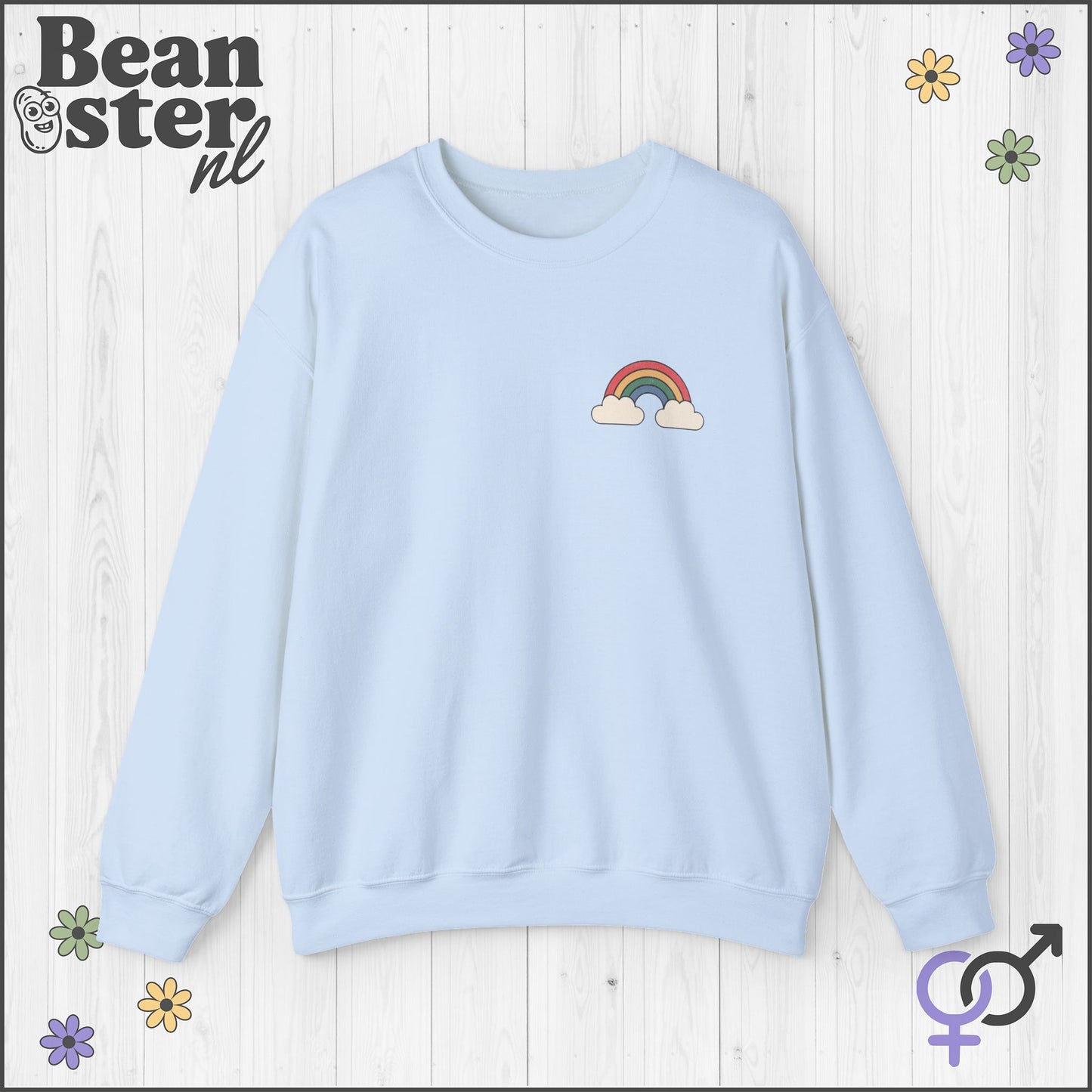 Groovy Flower Sweatshirt – Big Fan of Human Rights Back & Front