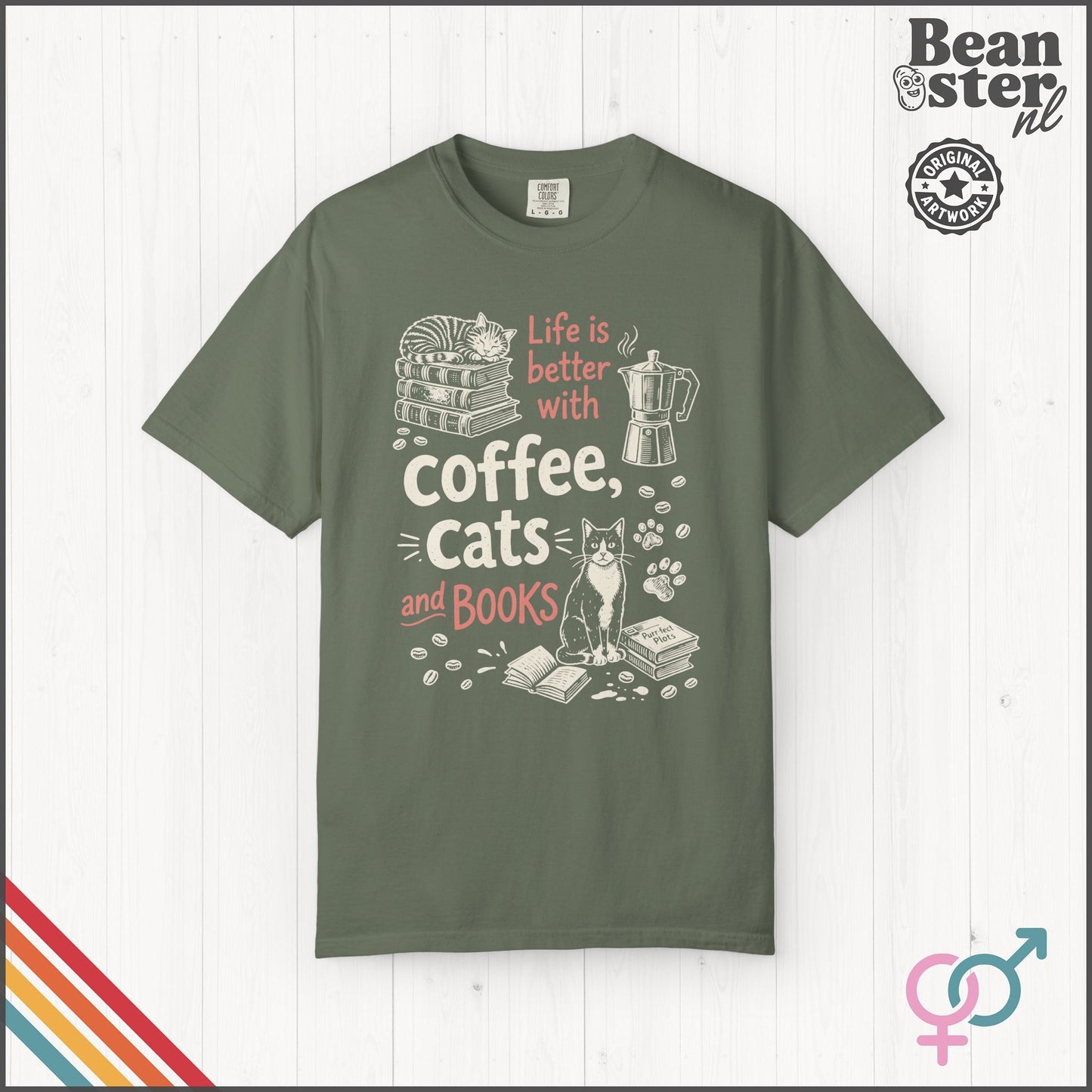 Coffee Cats And Books T-Shirt | Cozy Book Lover Gift
