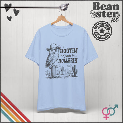 Hootin Leads To Hollerin Owl T-Shirt – Funny Country Tee
