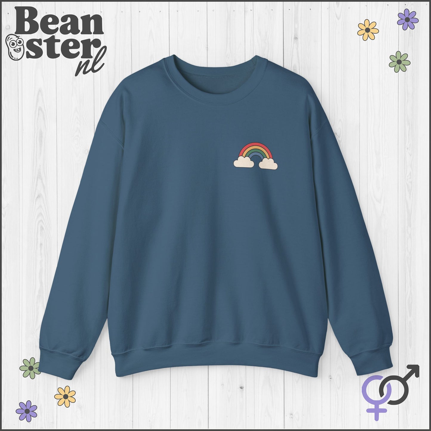 Groovy Flower Sweatshirt – Big Fan of Human Rights Back & Front