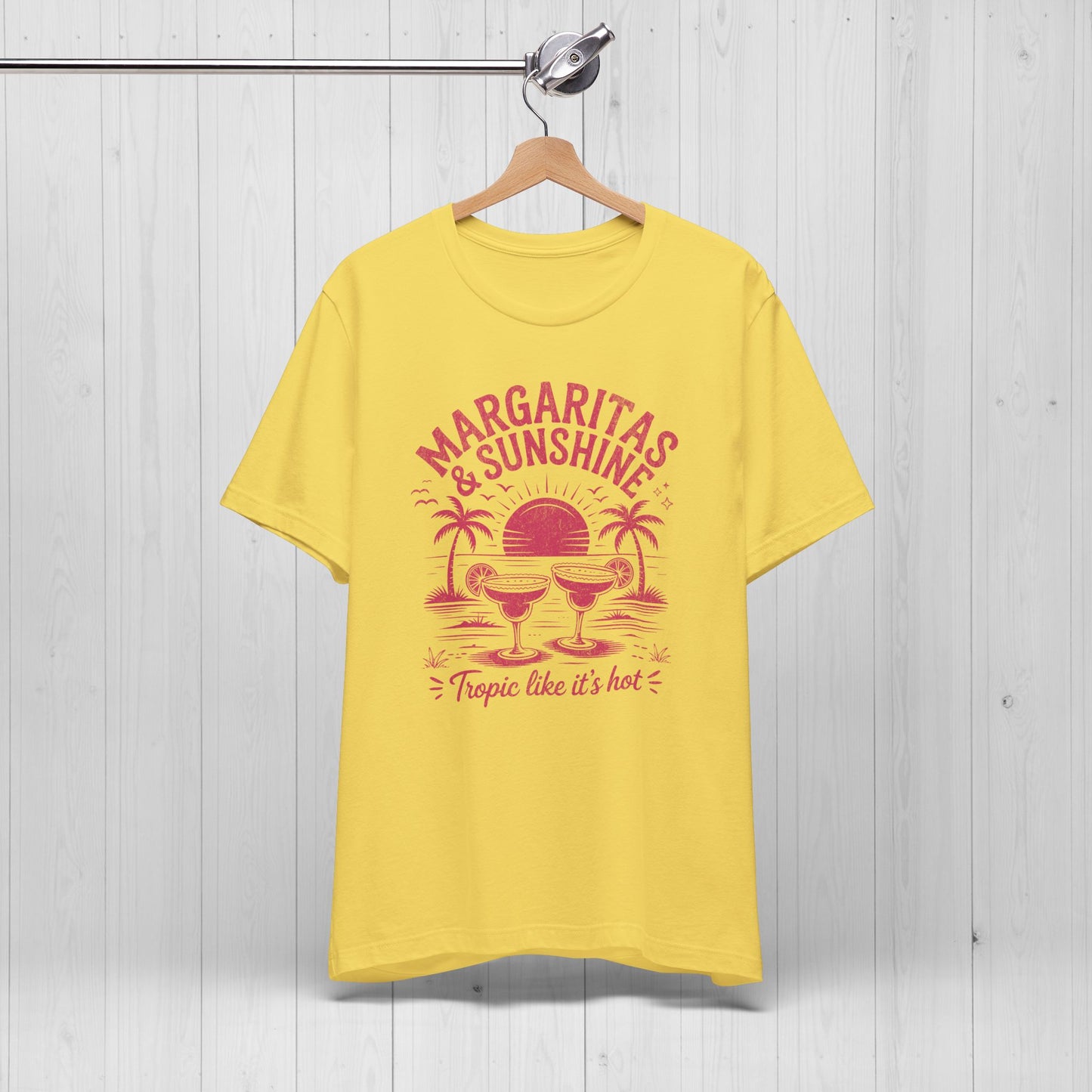 Margaritas and Sunshine Tee – Retro Beach Vibes Shirt 🌞🍹