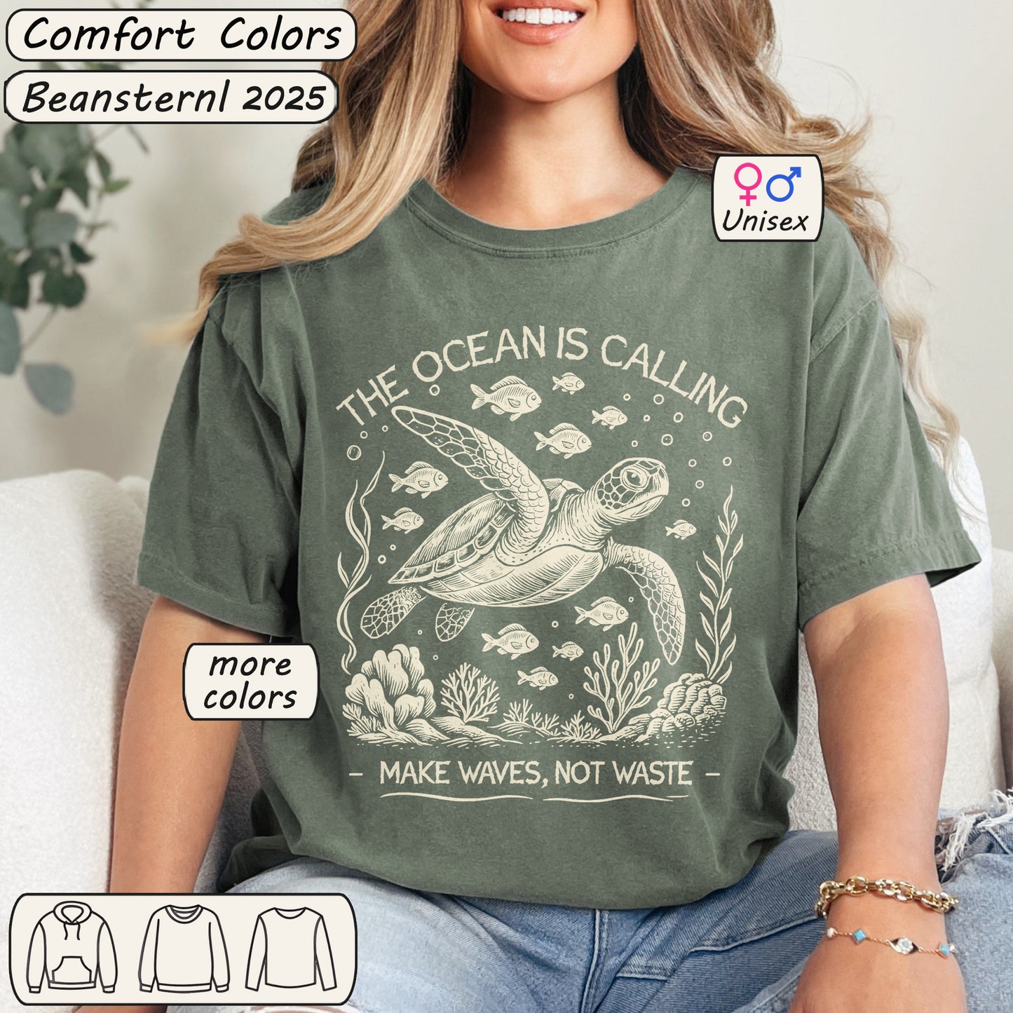 The Ocean Is Calling Vintage Sea Creatures Graphic Tee