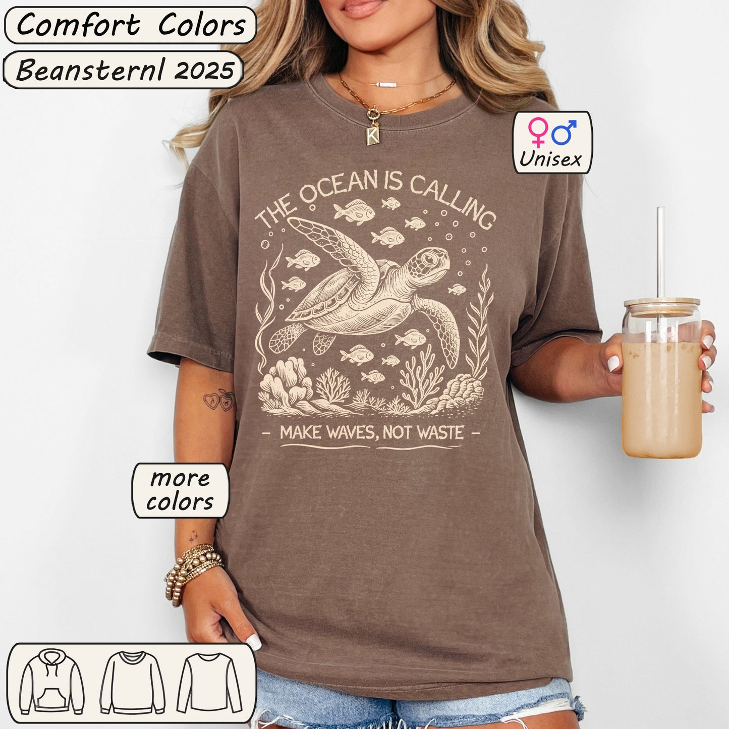The Ocean Is Calling Vintage Sea Creatures Graphic Tee