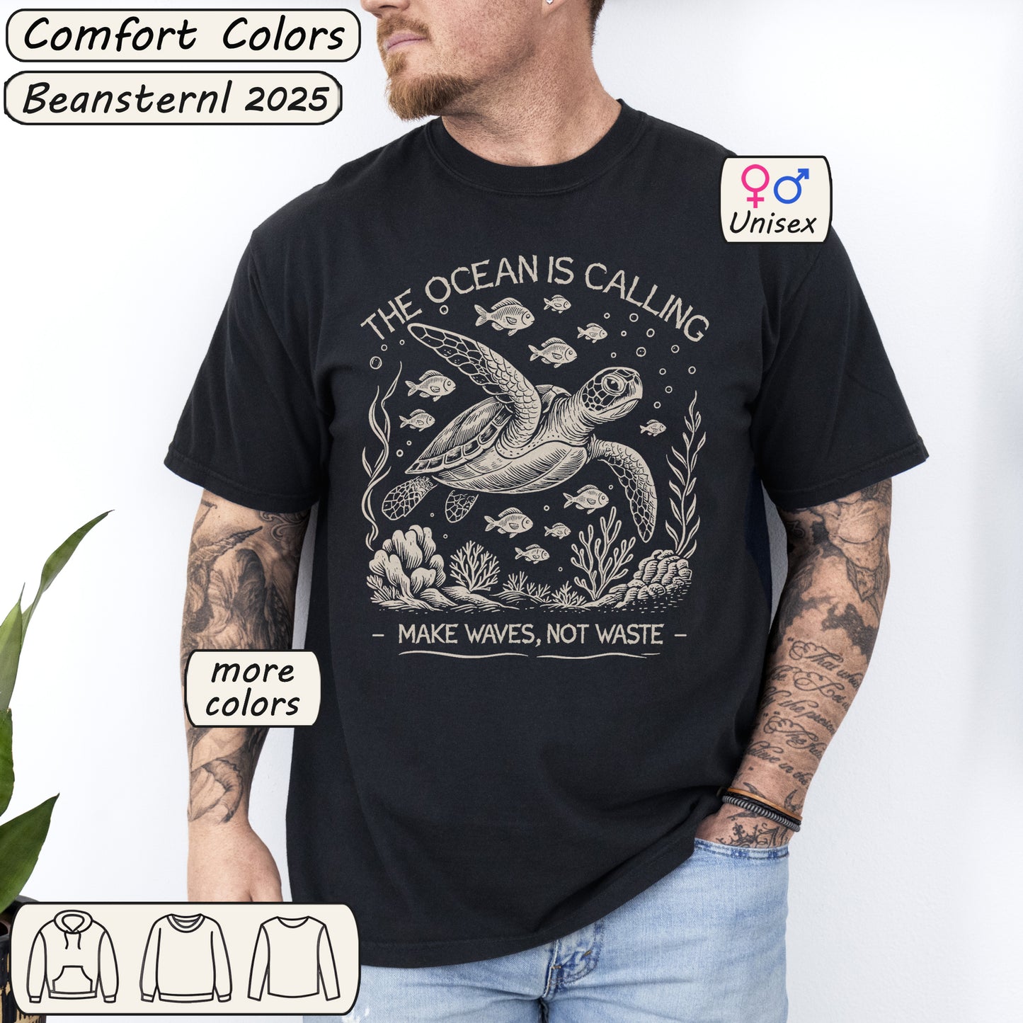 The Ocean Is Calling Vintage Sea Creatures Graphic Tee