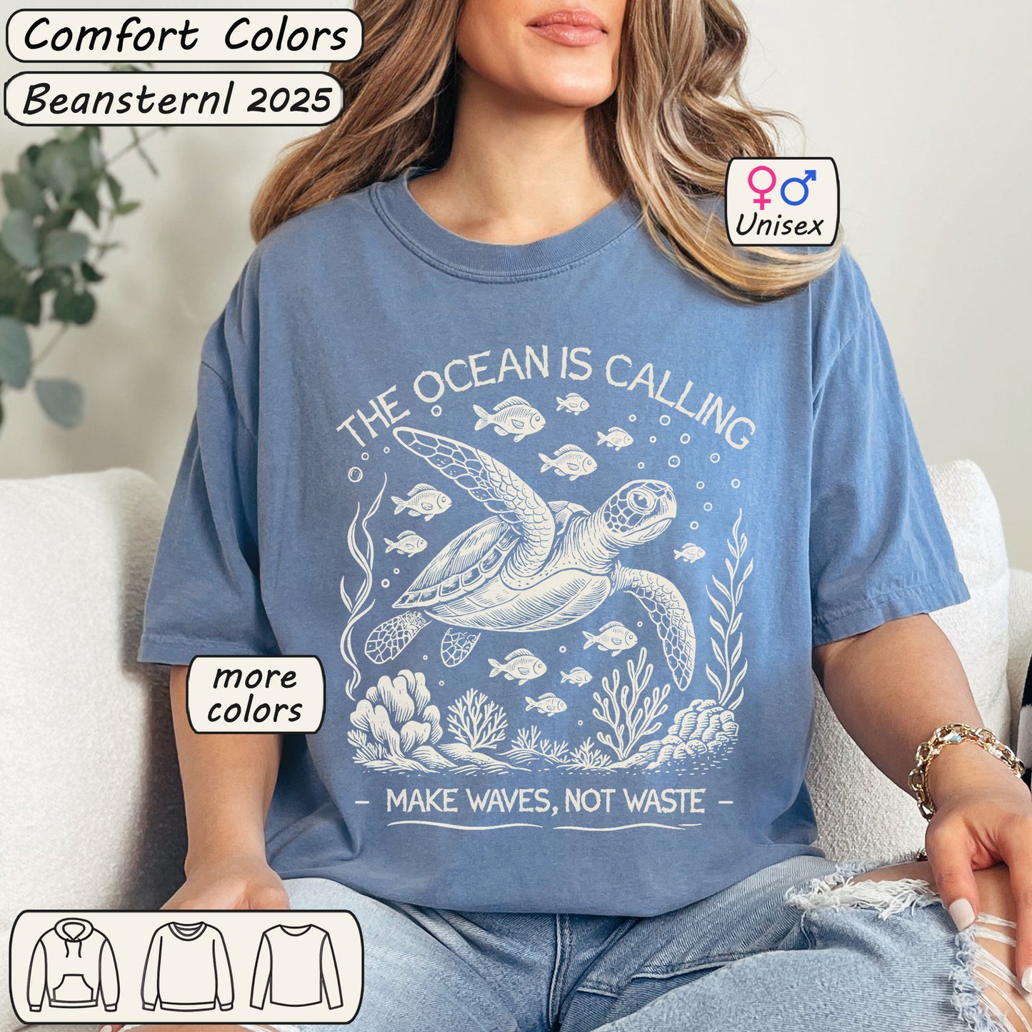 The Ocean Is Calling Vintage Sea Creatures Graphic Tee