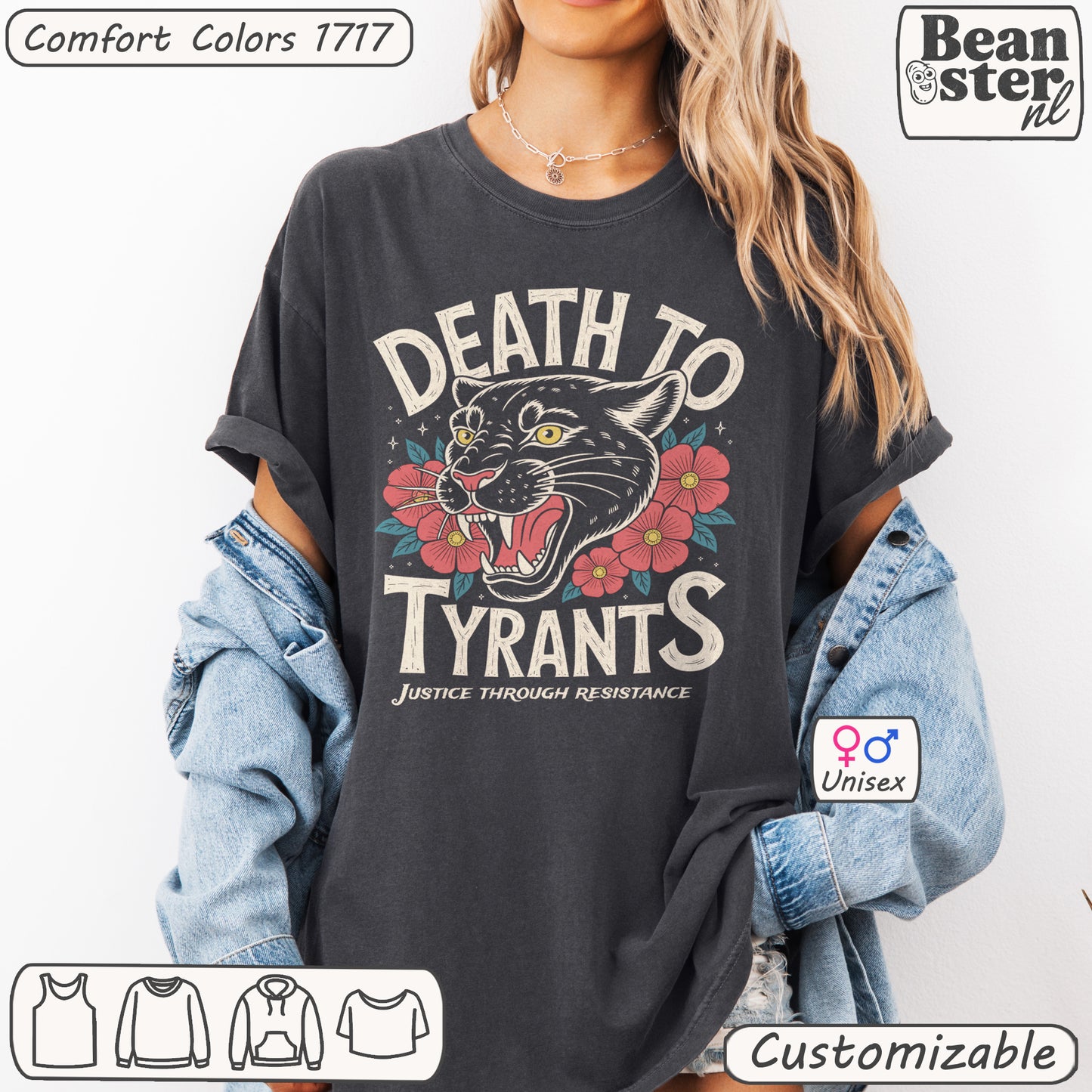 Death To Tyrants Shirt – Retro Black Panther Flower Tee