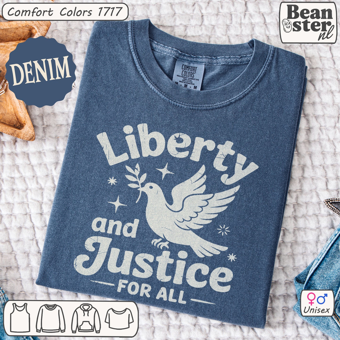 Liberty &amp; Justice For All Peace Pigeon Activist Tee