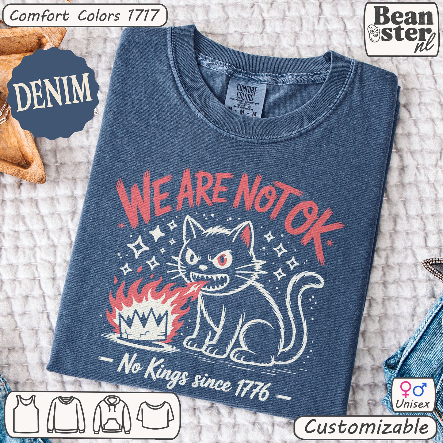 We Are Not Ok Kawaii Black Cat Shirt – Leftist Statement Tee