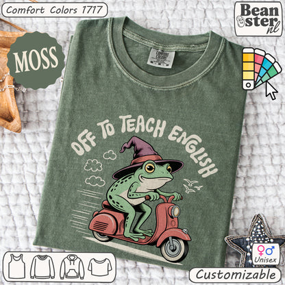 Funny Scooter Frog “Off to Teach English” T-Shirt
