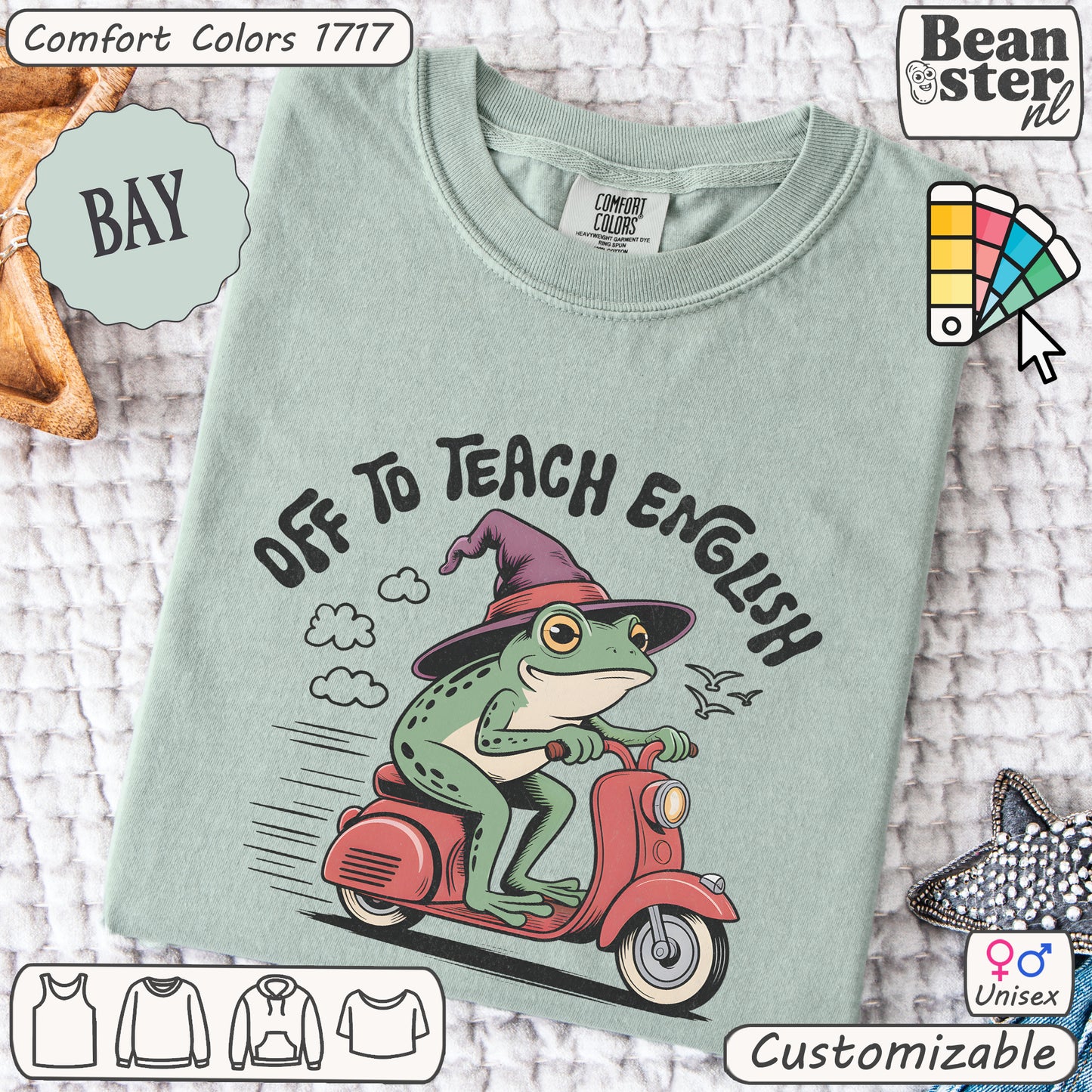 Funny Scooter Frog “Off to Teach English” T-Shirt