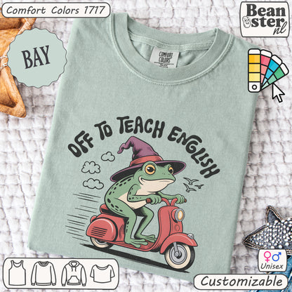 Funny Scooter Frog “Off to Teach English” T-Shirt