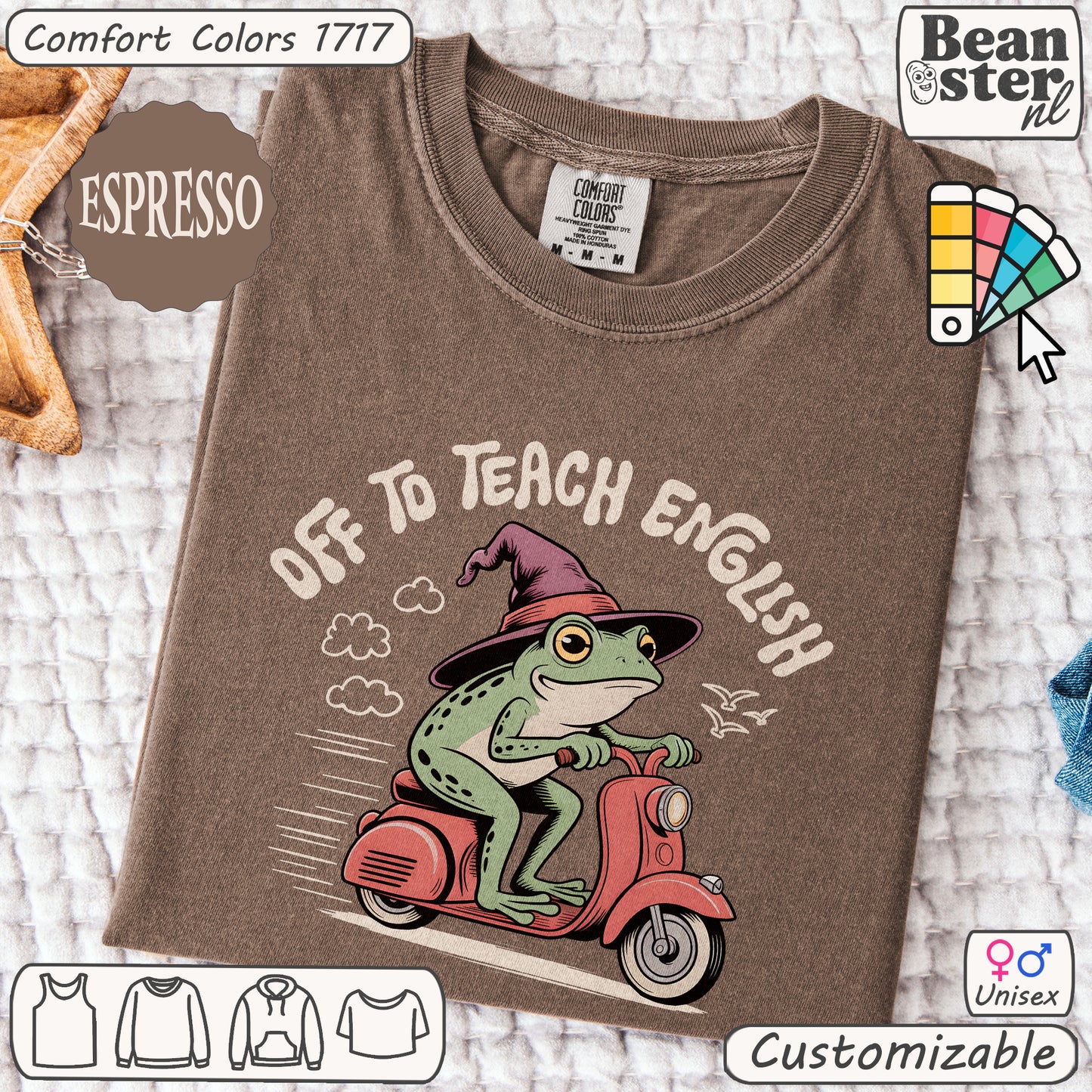 Funny Scooter Frog “Off to Teach English” T-Shirt
