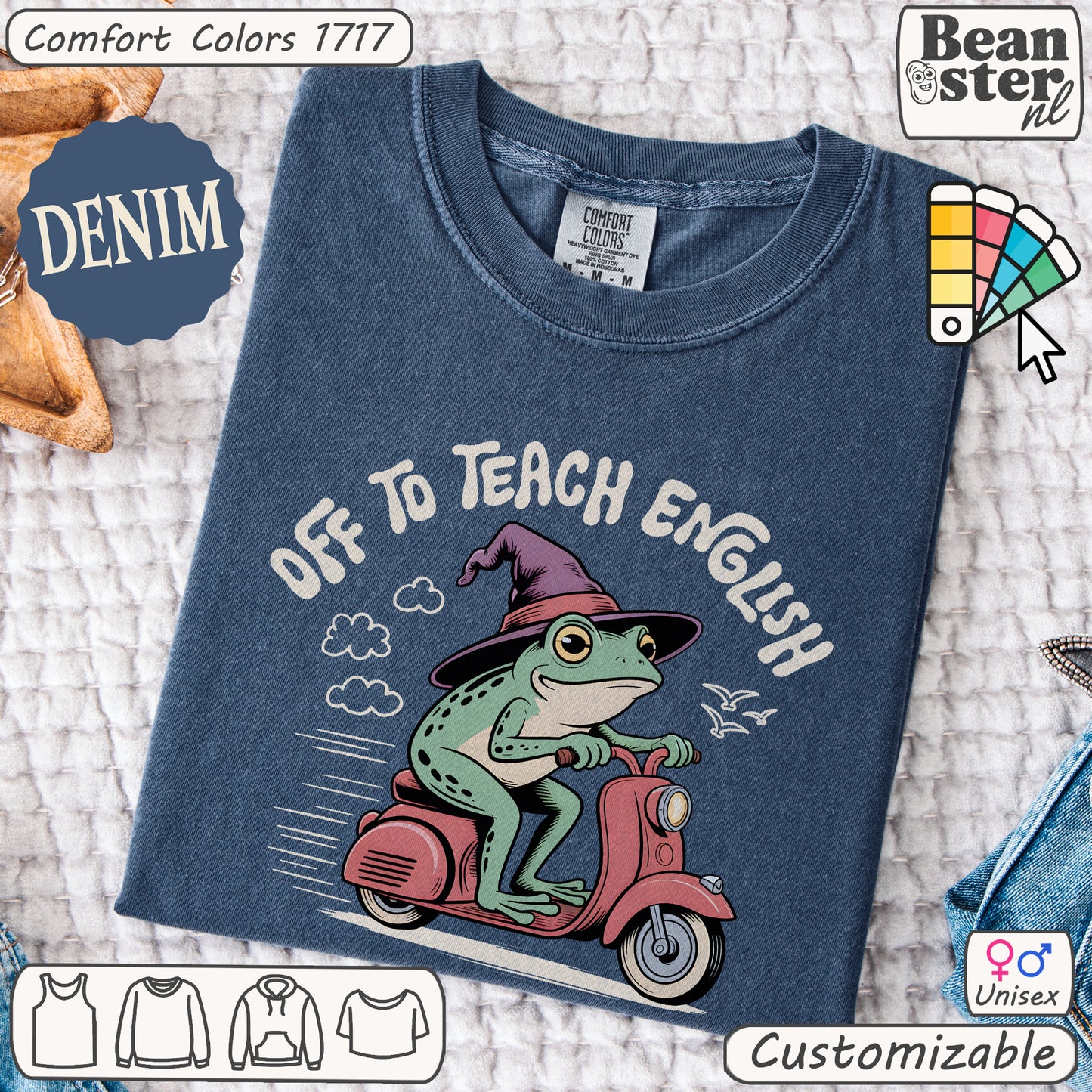Funny Scooter Frog “Off to Teach English” T-Shirt
