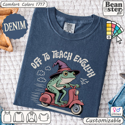 Funny Scooter Frog “Off to Teach English” T-Shirt