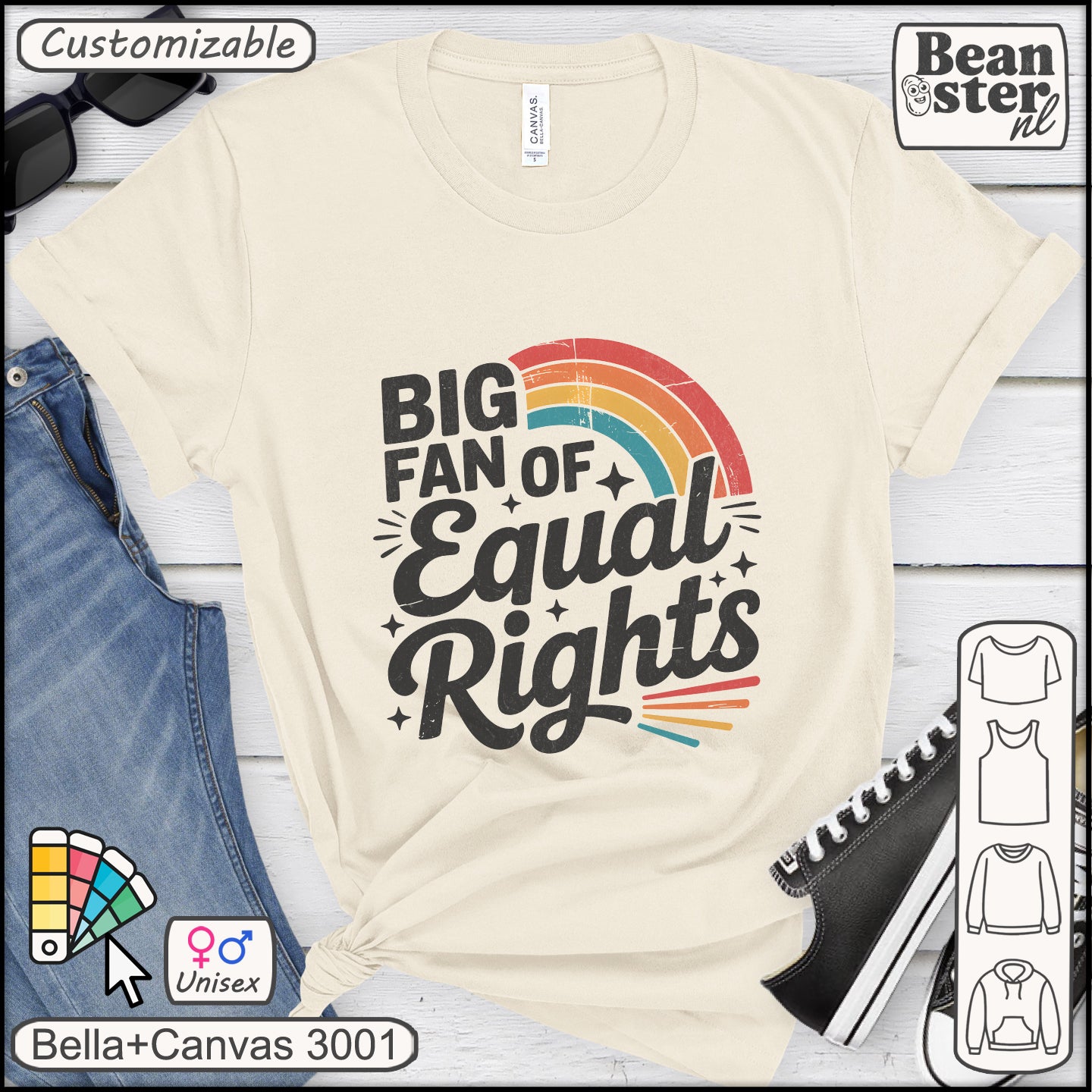 Big Fan of Equal Rights Retro Rainbow T-Shirt 🌈