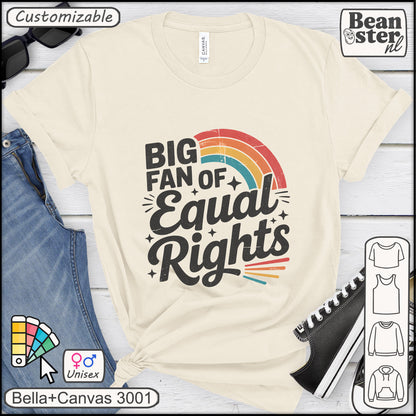Big Fan of Equal Rights Retro Rainbow T-Shirt 🌈