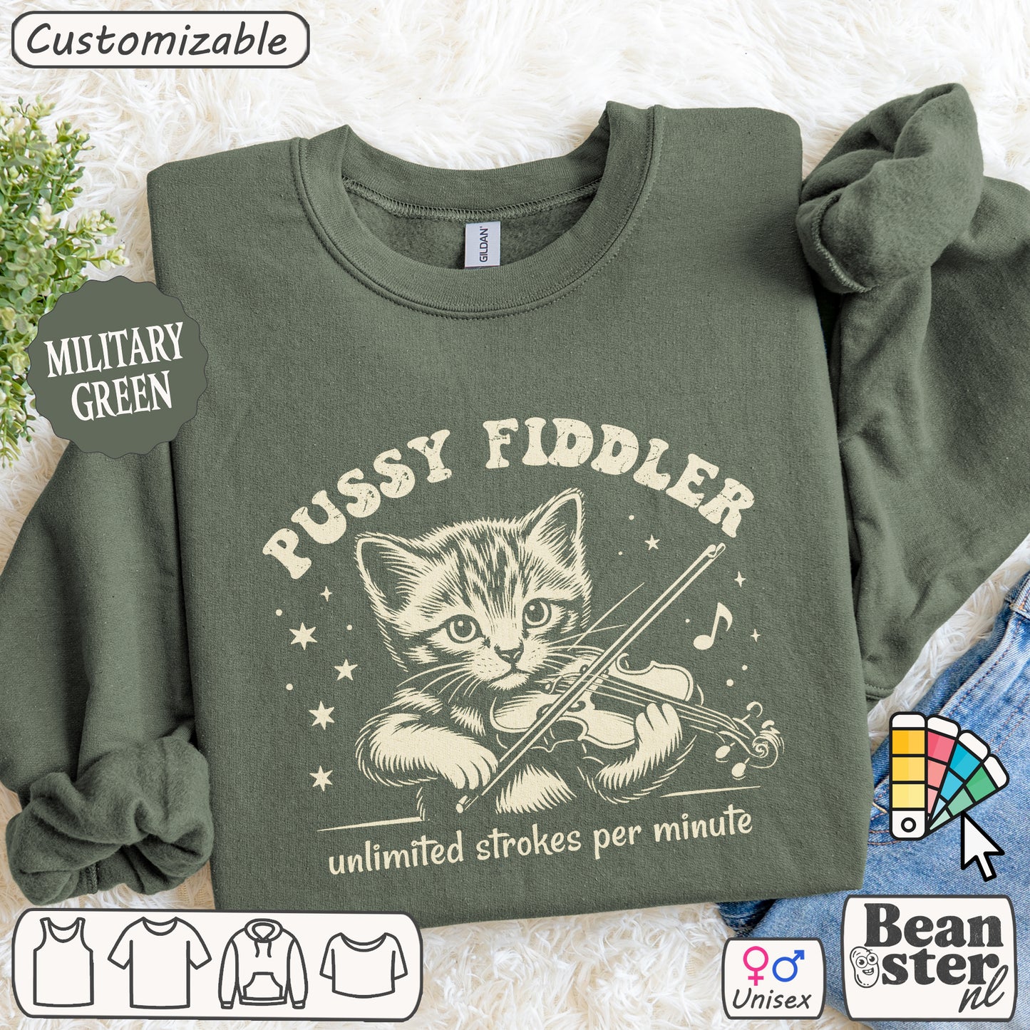 Pussy Fiddler Sweatshirt – Funny Cat Meme Crewneck