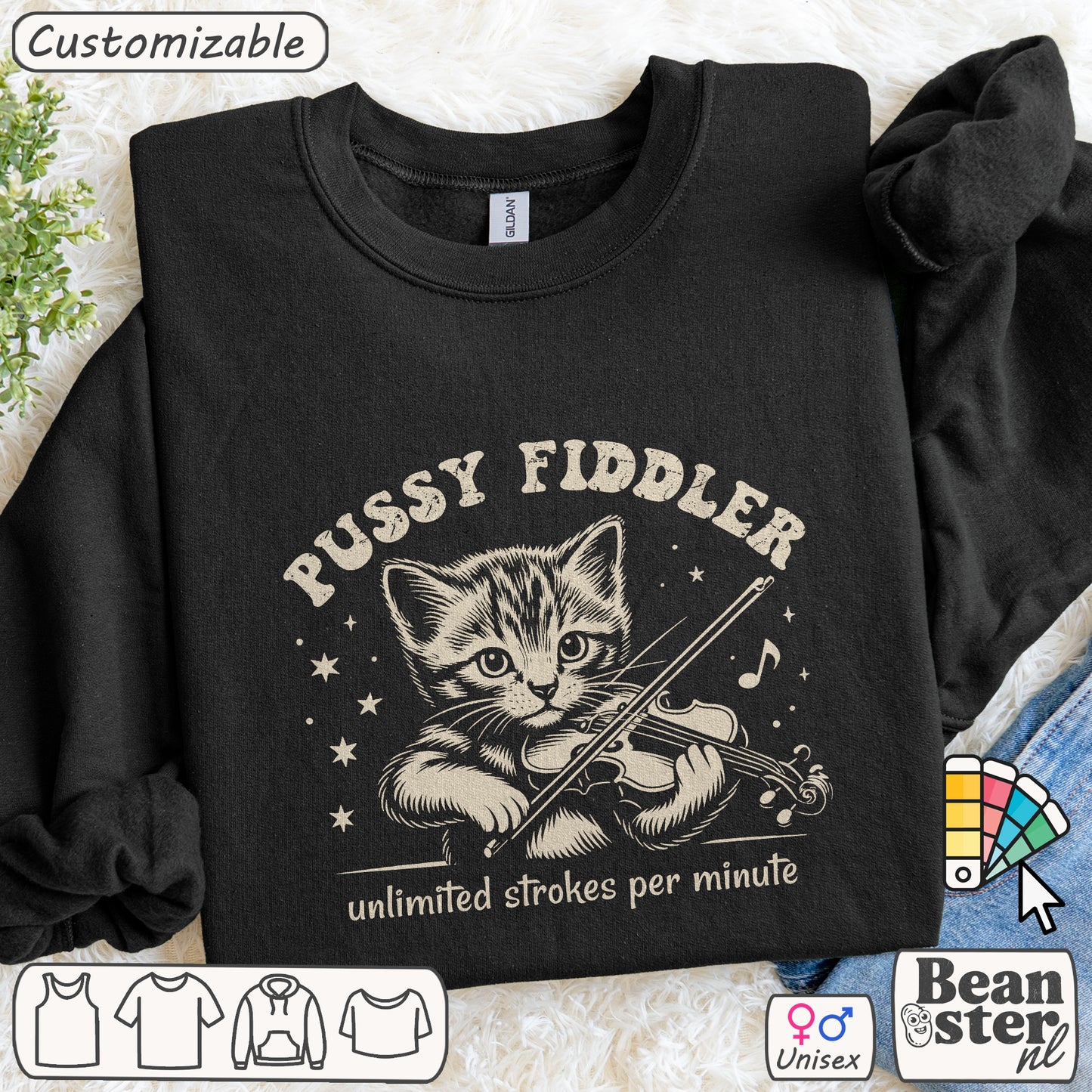 Pussy Fiddler Sweatshirt – Funny Cat Meme Crewneck