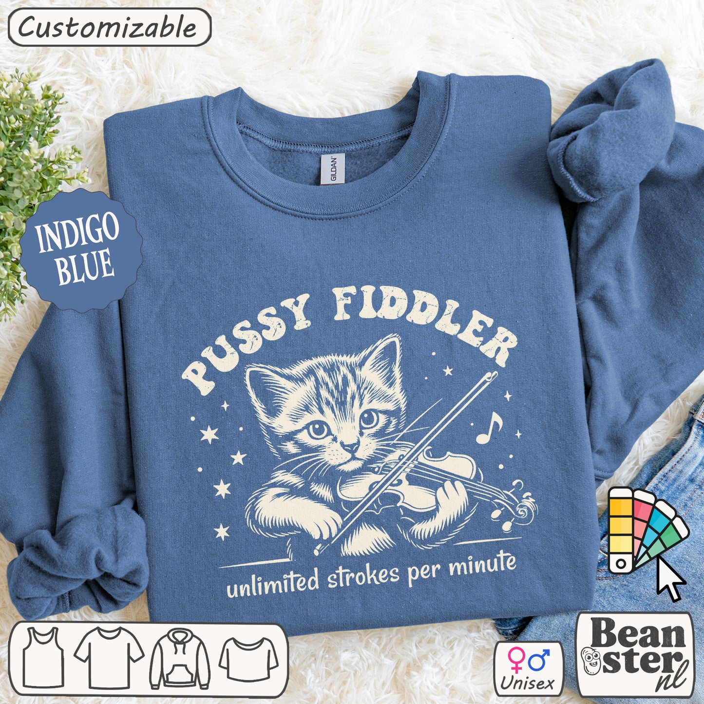 Pussy Fiddler Sweatshirt – Funny Cat Meme Crewneck