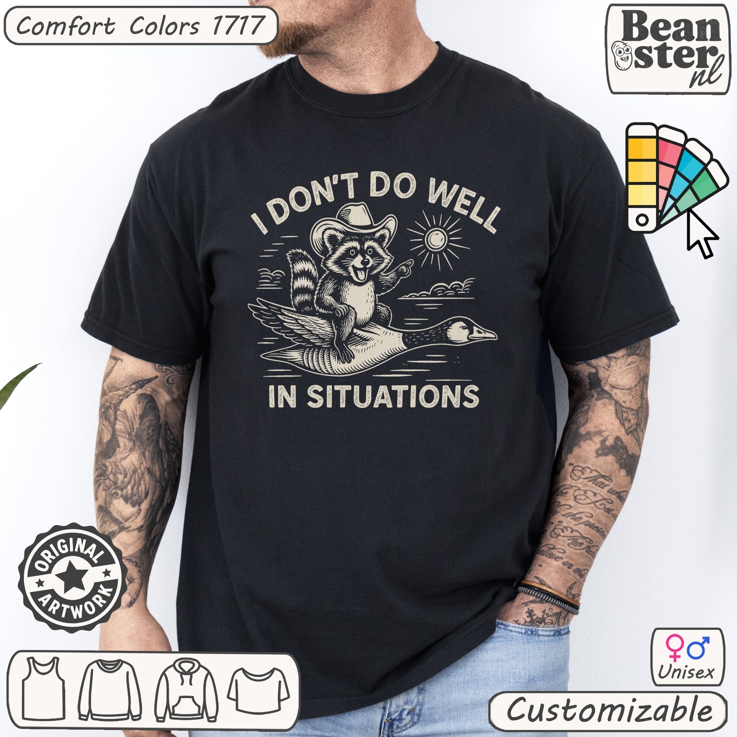 Silly Raccoon & Goose Shirt – Funny Anxiety Meme Tee