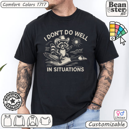 Silly Raccoon & Goose Shirt – Funny Anxiety Meme Tee