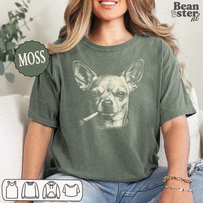 Smoking Chihuahua Graphic T-Shirt