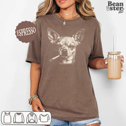 Smoking Chihuahua Graphic T-Shirt