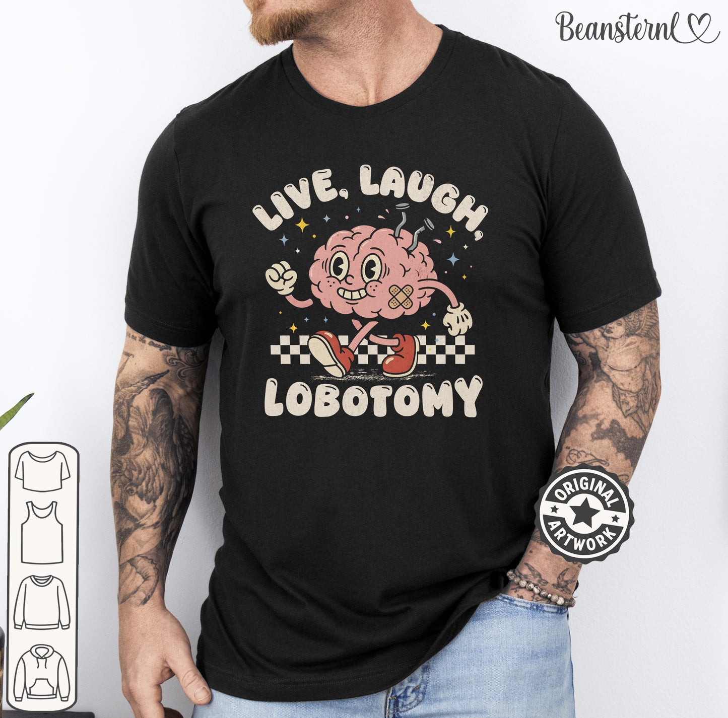 Live Laugh Lobotomy Funny Dark Humor Graphic Shirt