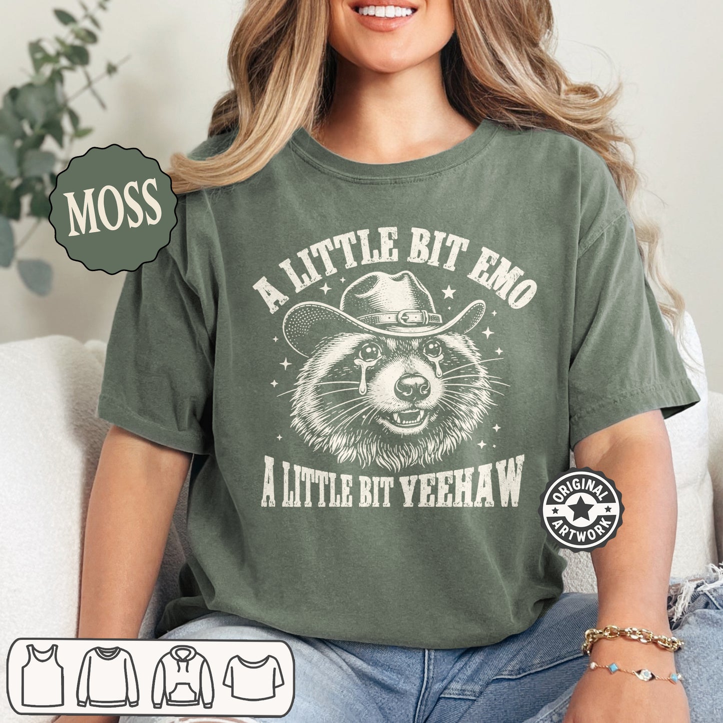 A Little Bit Emo A Little Bit Yeehaw Shirt | Sarcastic Humor Gift,  Funny Raccoon Meme T-Shirt, Comfort Colors Graphic Tee
