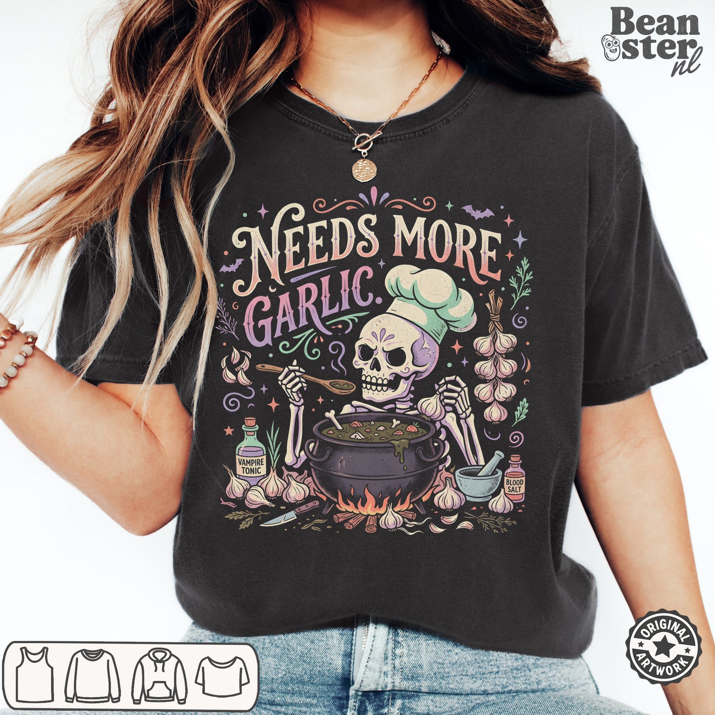 Needs More Garlic T-Shirt | Funny Foodie Kitchen Tee