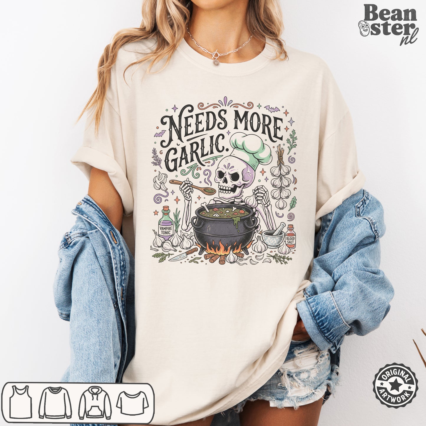 Needs More Garlic T-Shirt | Funny Foodie Kitchen Tee