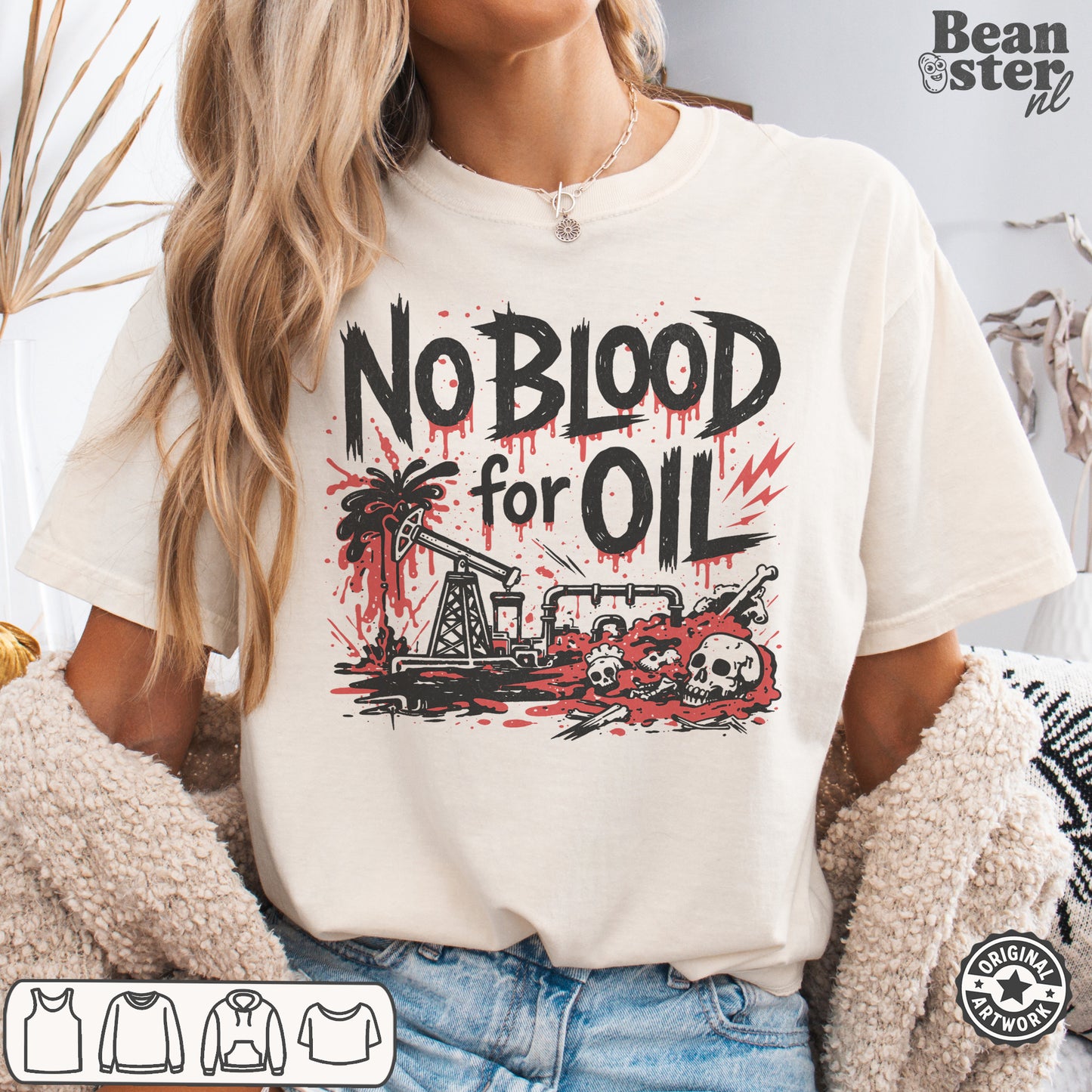 No Blood For Oil Anti-War Protest Graphic T-Shirt