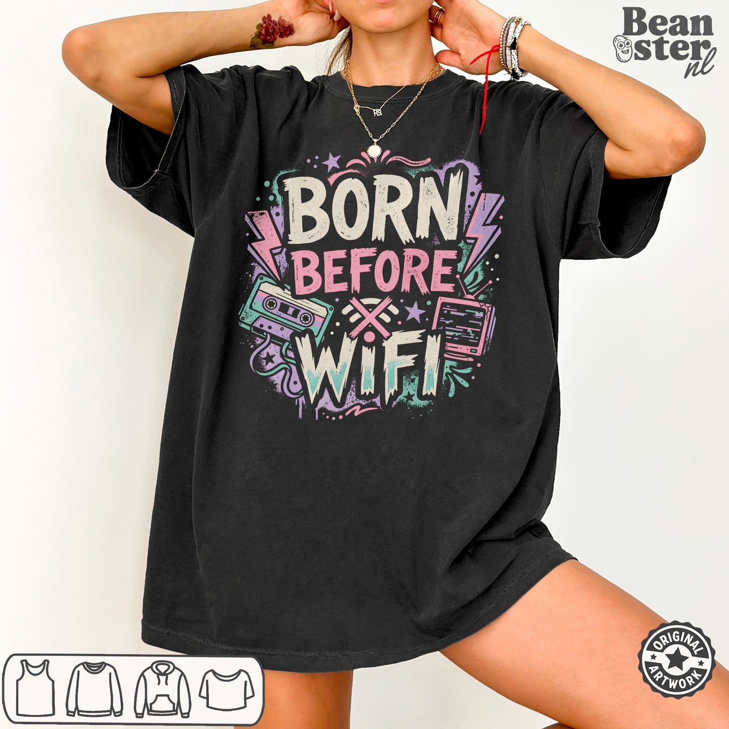 Born Before WiFi T-Shirt | 80s Kid Retro Tech Tee