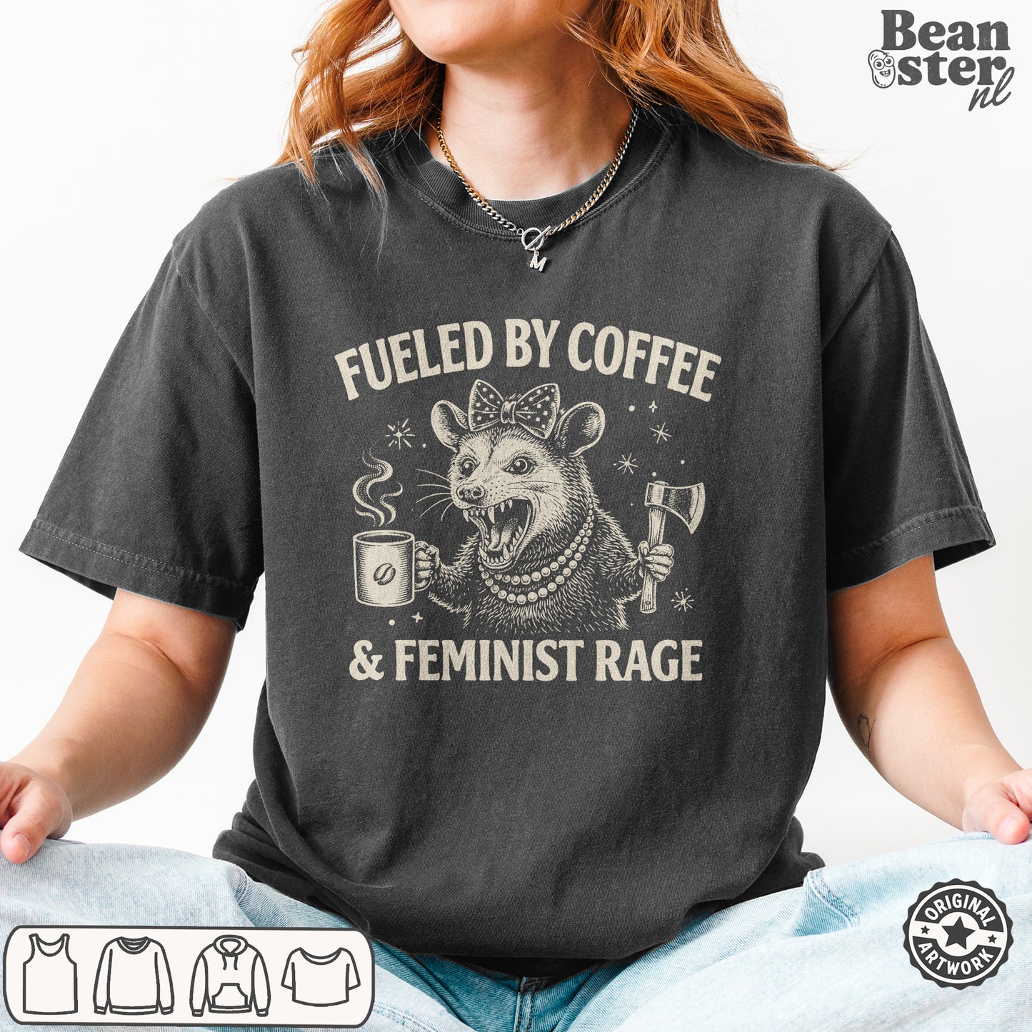 Fueled by Coffee & Feminist Rage Possum T-Shirt