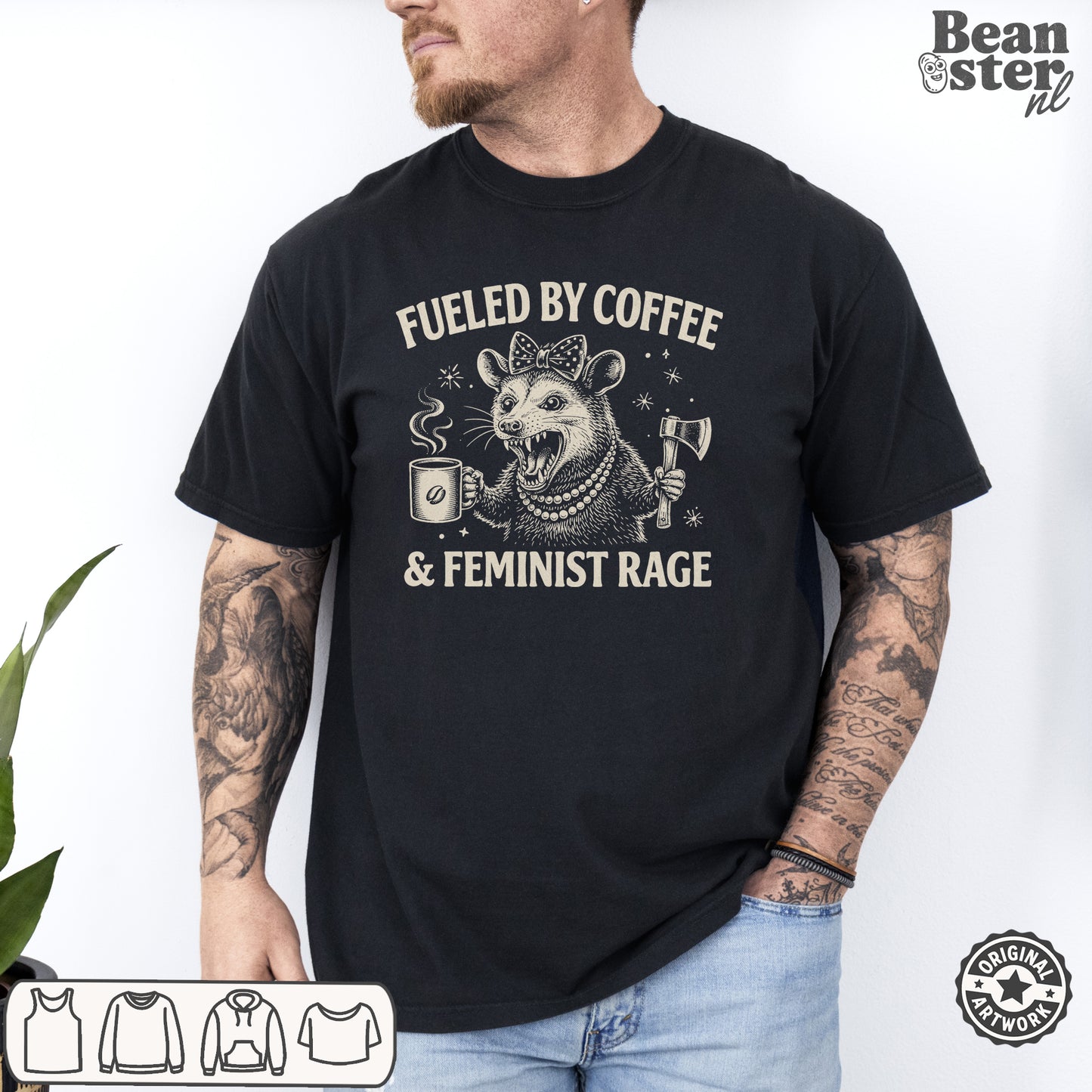 Fueled by Coffee & Feminist Rage Possum T-Shirt