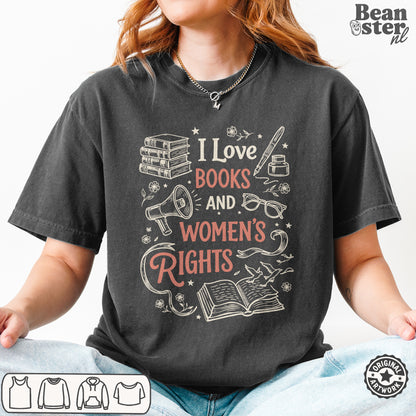 Books & Women's Rights T-Shirt | Feminist Reader Gift