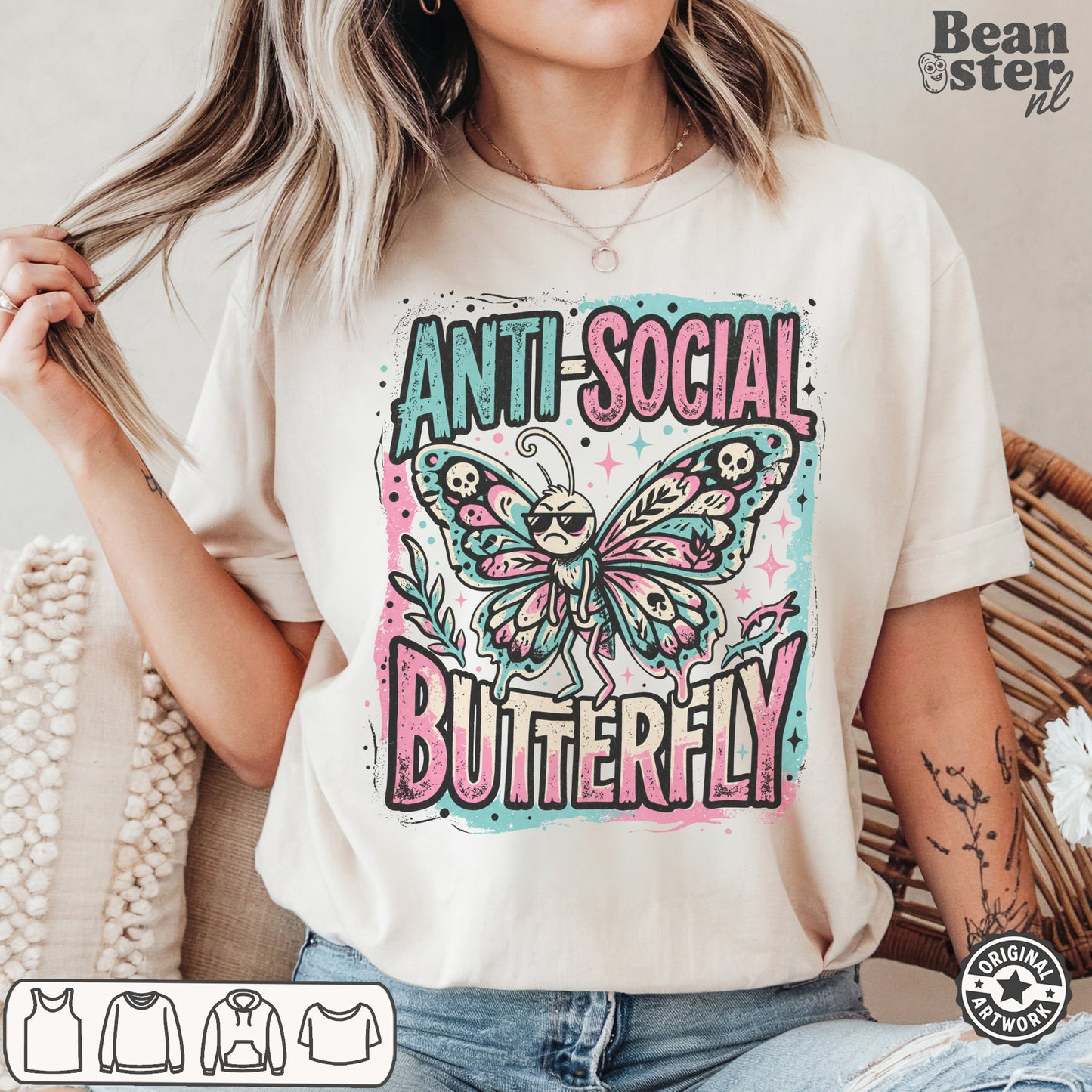 Anti Social Butterfly Funny Introvert T-Shirt