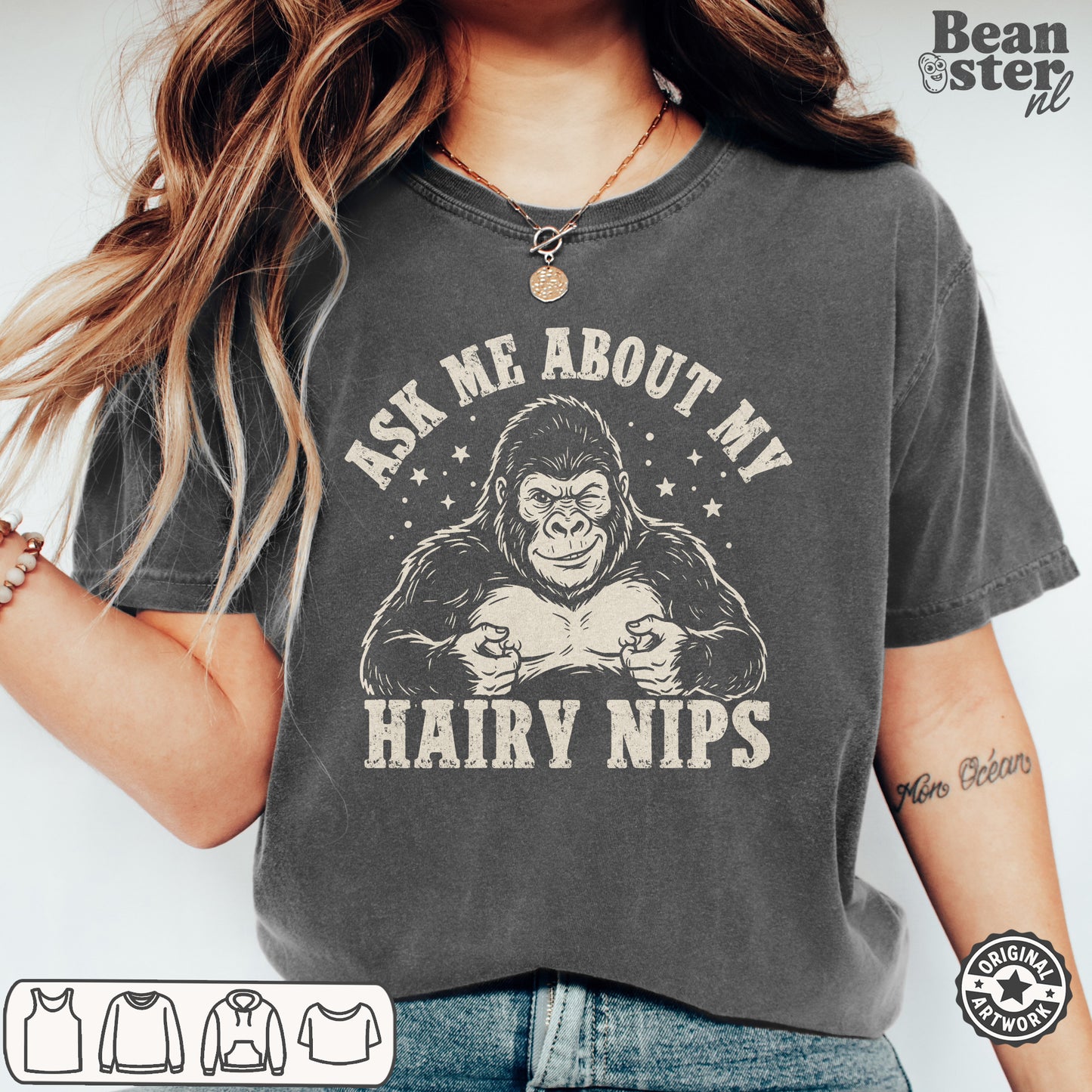 Ask Me About My Hair Nips Funny Weird Humor T-Shirt