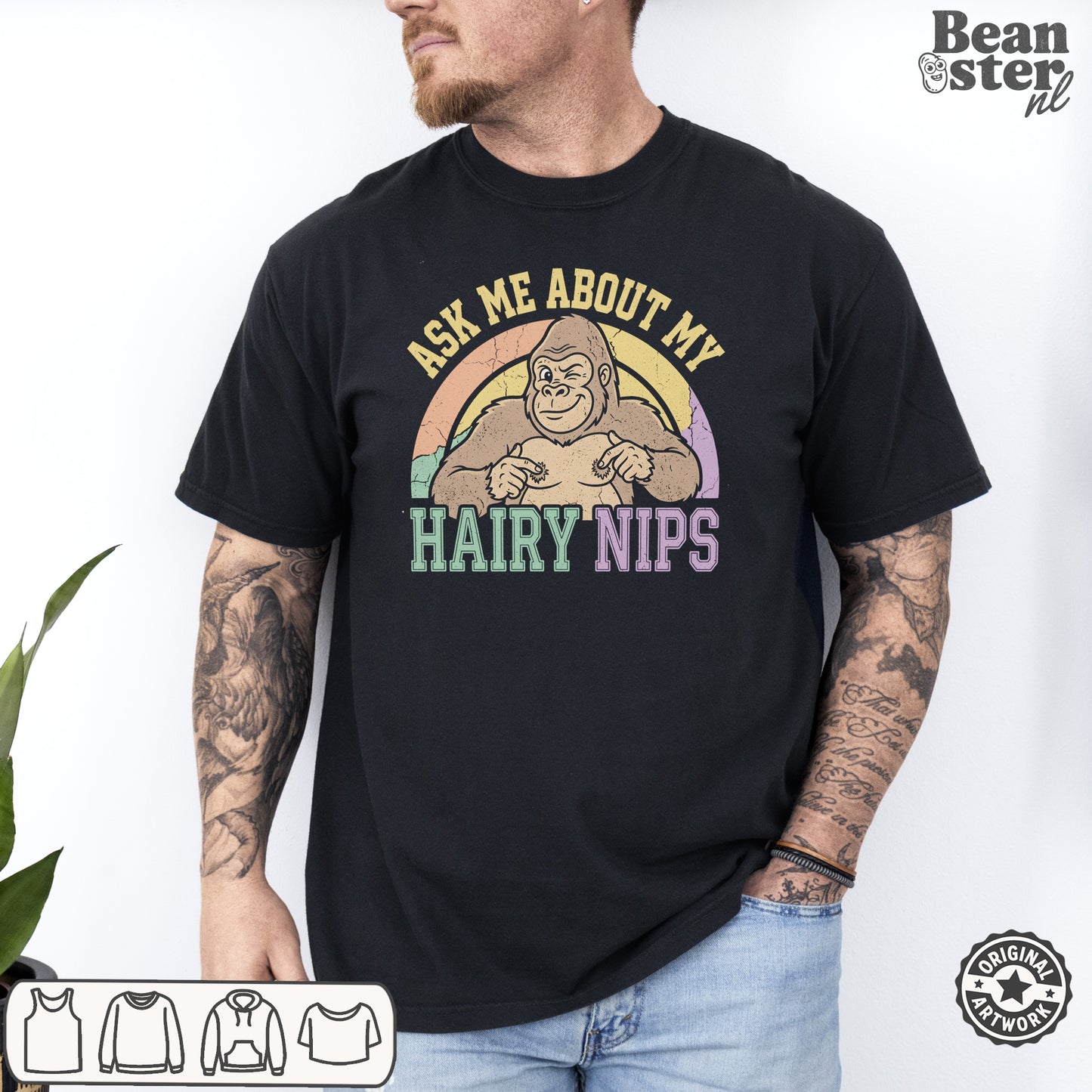 Ask Me About My Hair Nips Shirt - Funny Gorilla Nipple T-Shirt
