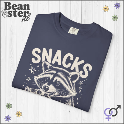 Snacks Make Me Nicer Raccoon Shirt | Funny Graphic Tee