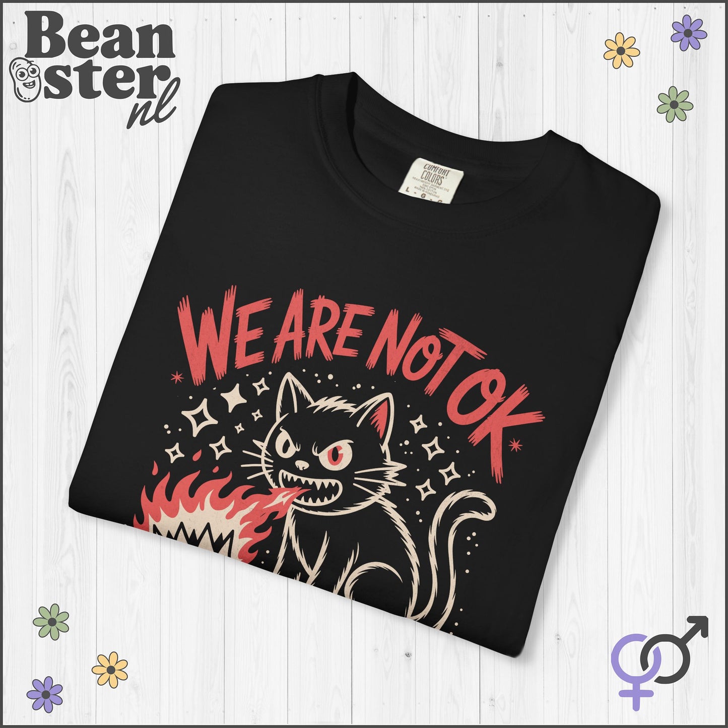 We Are Not Ok Kawaii Black Cat Shirt – Leftist Statement Tee