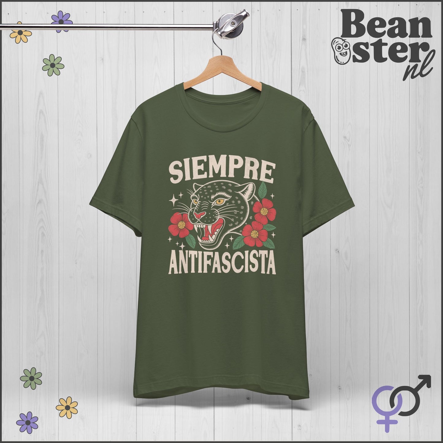 Floral Black Panther Shirt – Siempre Antifascista Tee 🌹