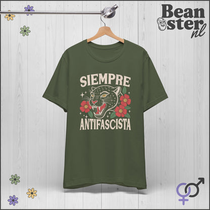 Floral Black Panther Shirt – Siempre Antifascista Tee 🌹