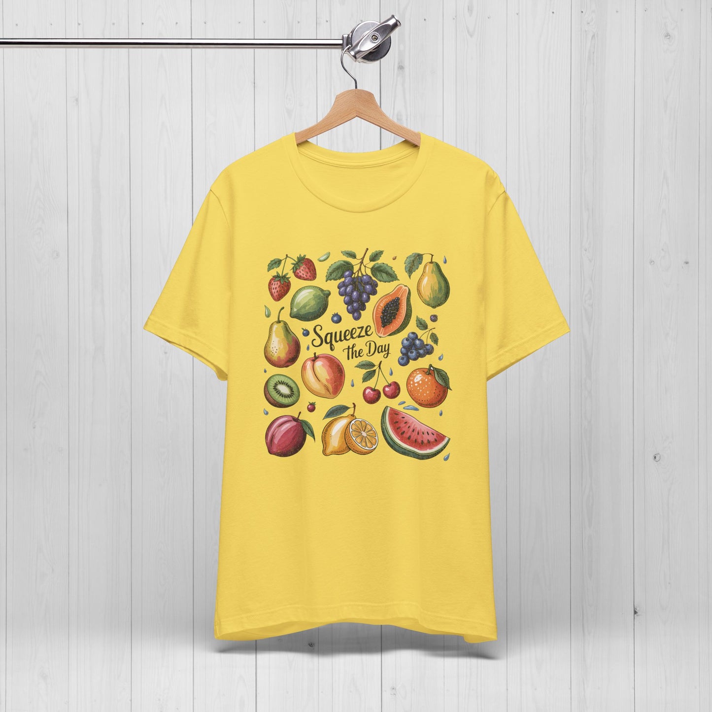 Tropical Summer Fruits Grid Tee – Cute Vegan Style