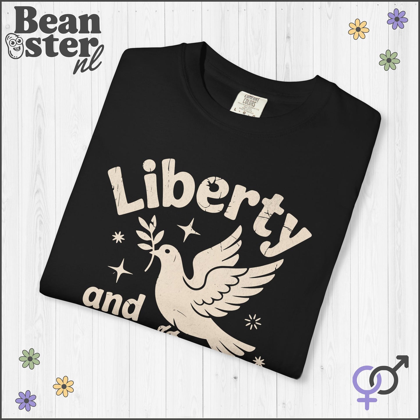 Liberty &amp; Justice For All Peace Pigeon Activist Tee