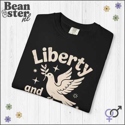 Liberty &amp; Justice For All Peace Pigeon Activist Tee
