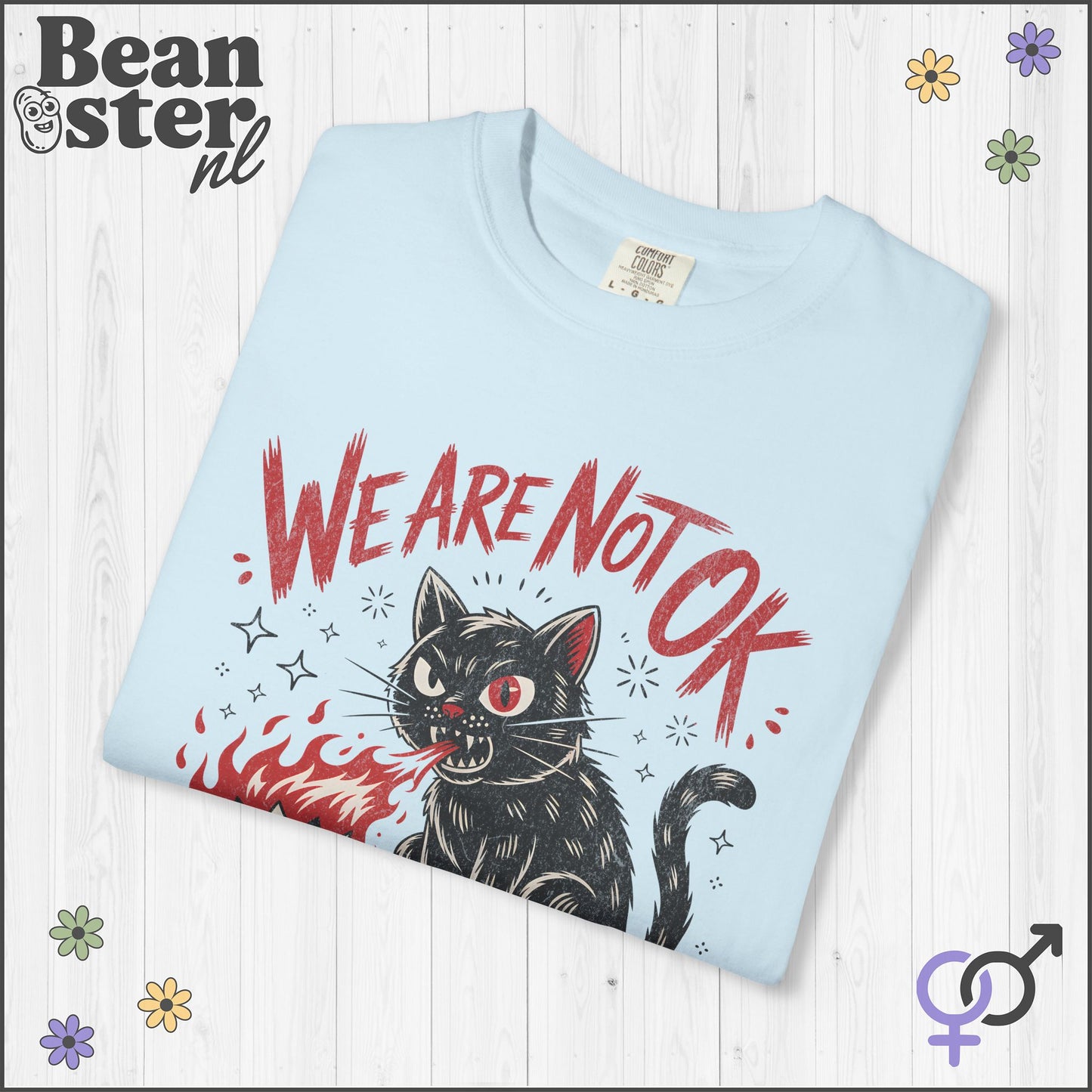 We Are Not Ok Kawaii Black Cat Shirt – Leftist Statement Tee