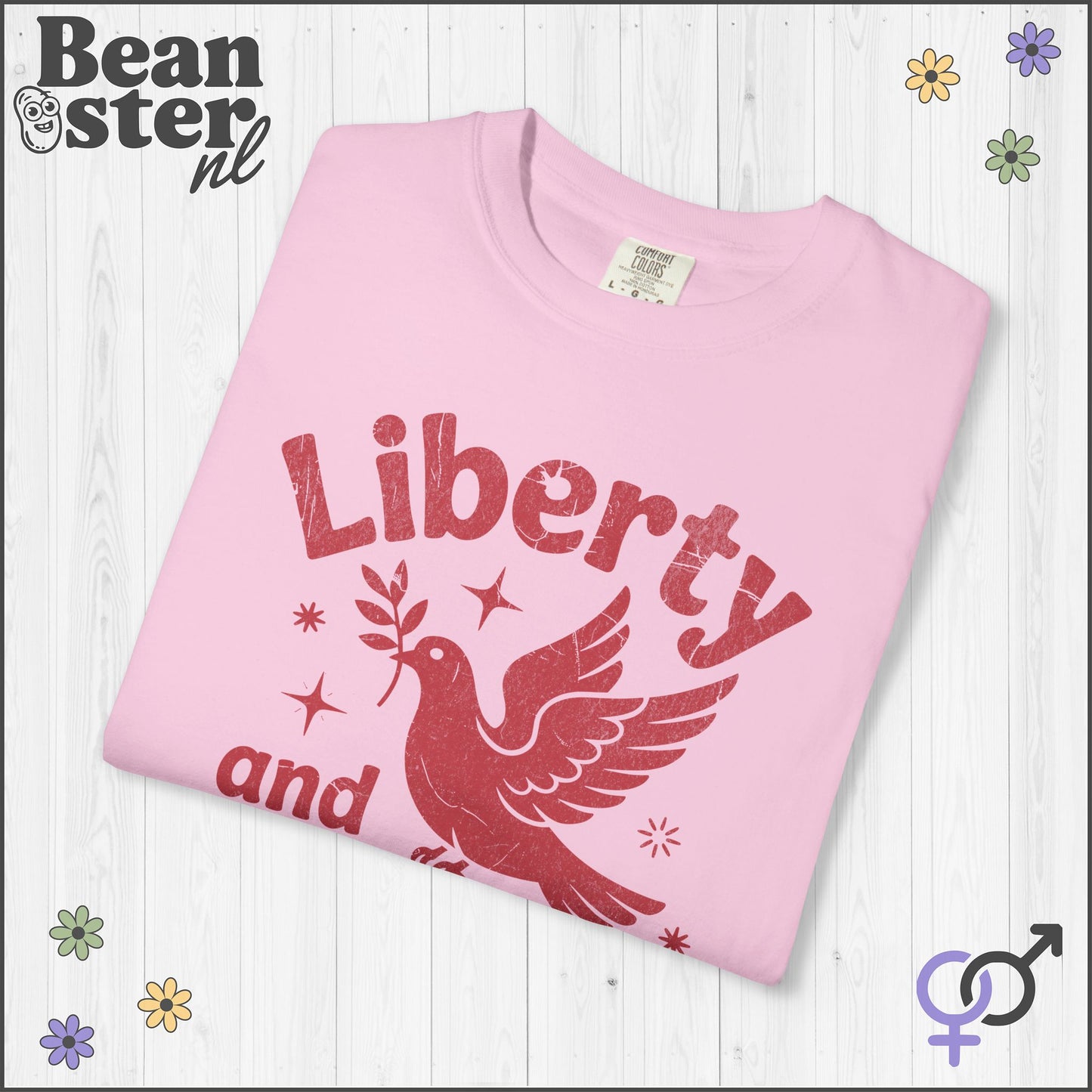 Liberty &amp; Justice For All Peace Pigeon Activist Tee