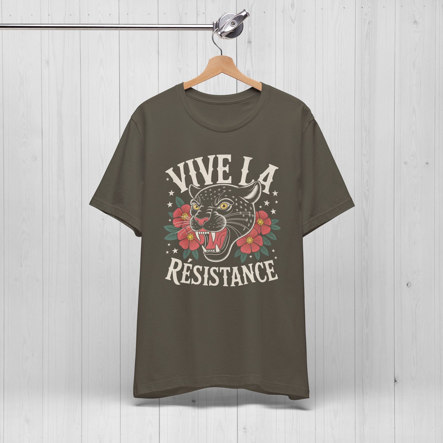 Vive la Résistance Tee – Retro Panther Floral Shirt