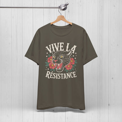 Vive la Résistance Tee – Retro Panther Floral Shirt